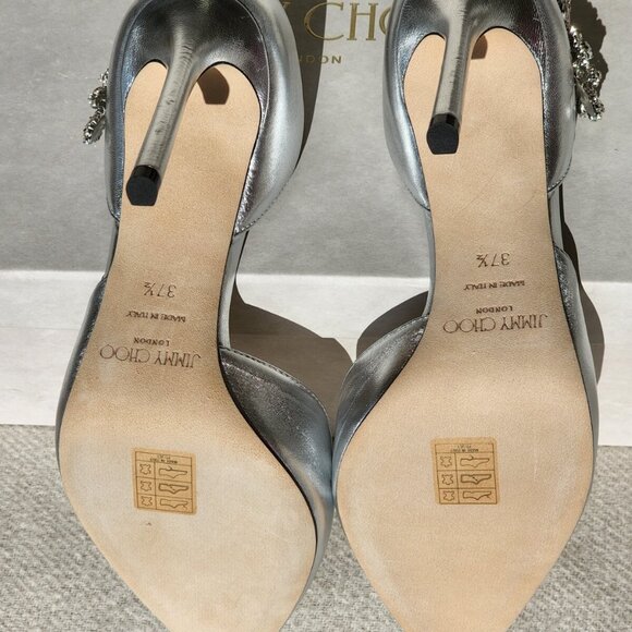 immy Choo Teja 100mm Silver Leather Crystal D'orsay Pump - Picture 5 of 13